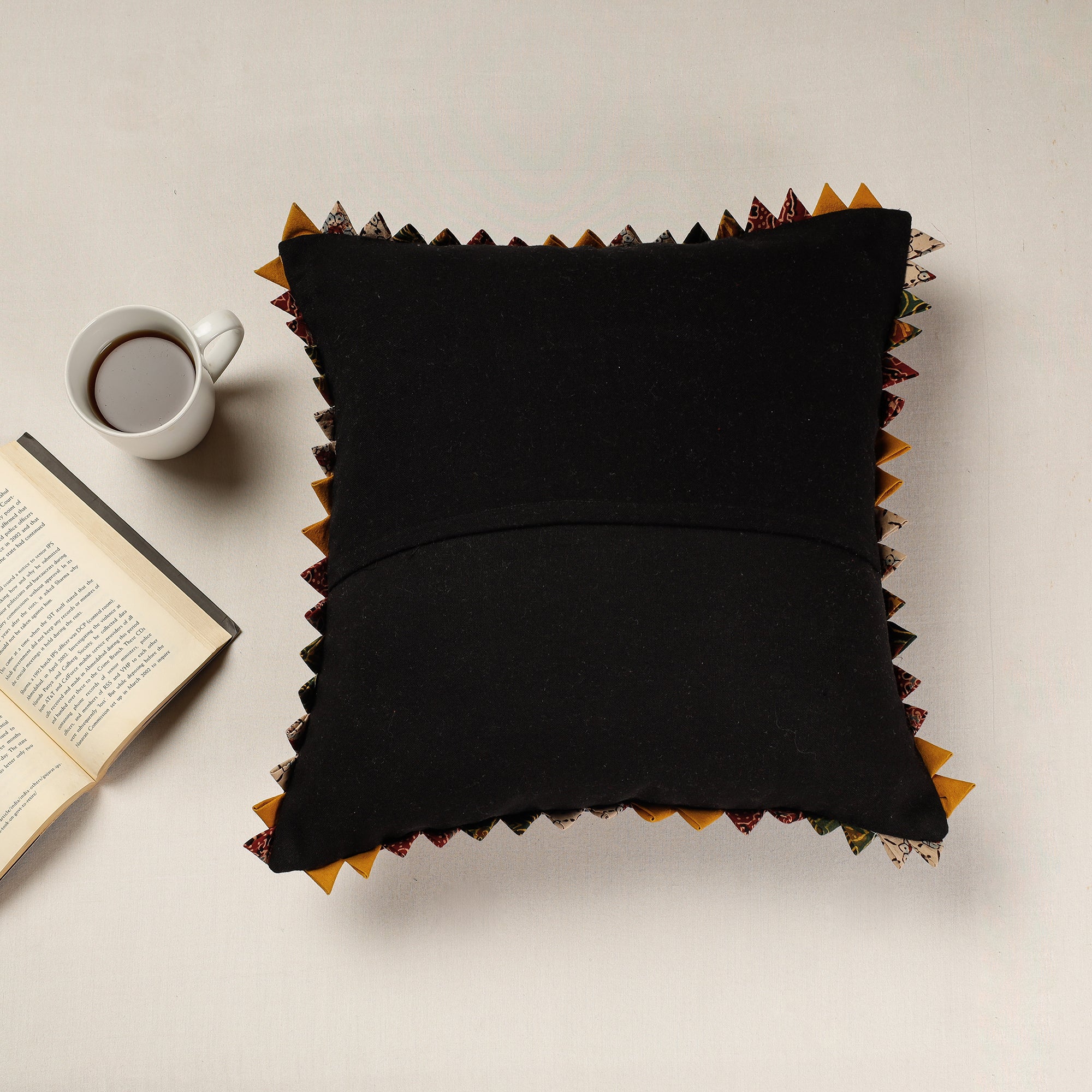 Kala Raksha Applique Cutwork Cotton Cushion Cover