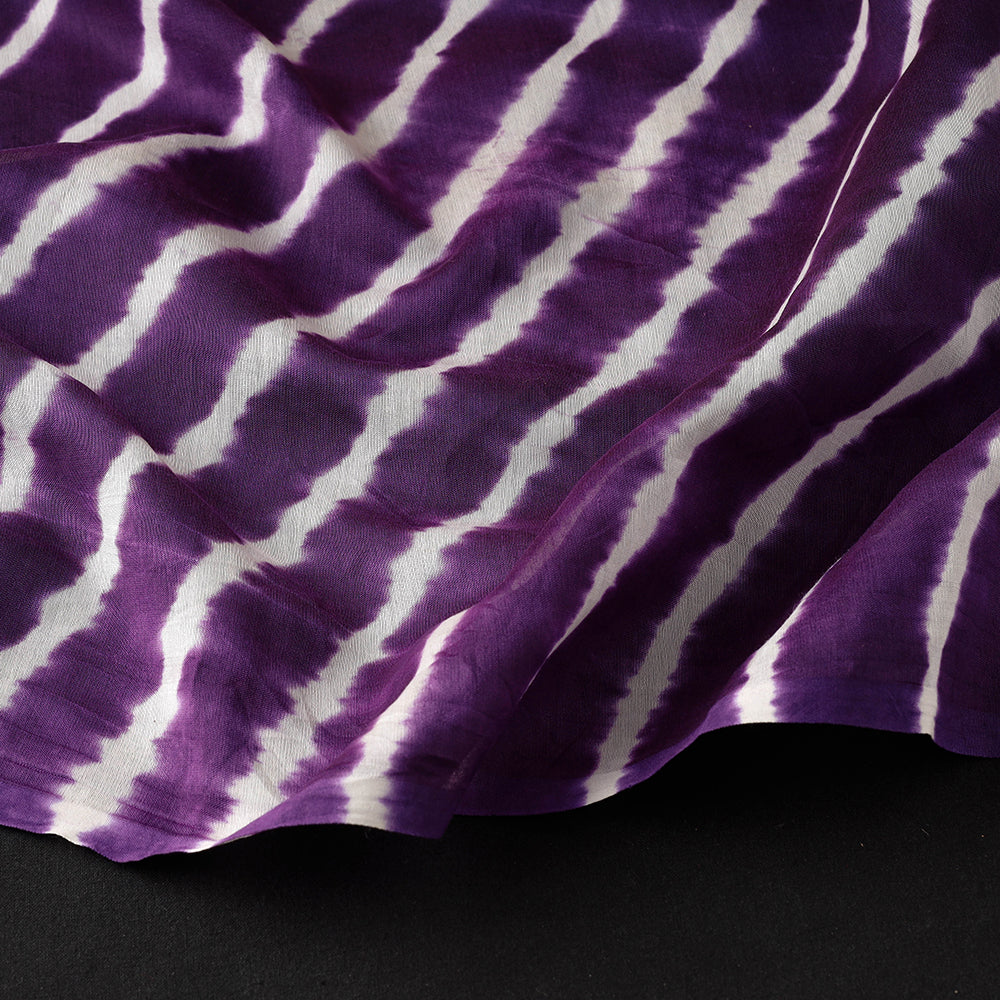 Dark Purple Leheriya Tie-Dye Chanderi Silk Fabric