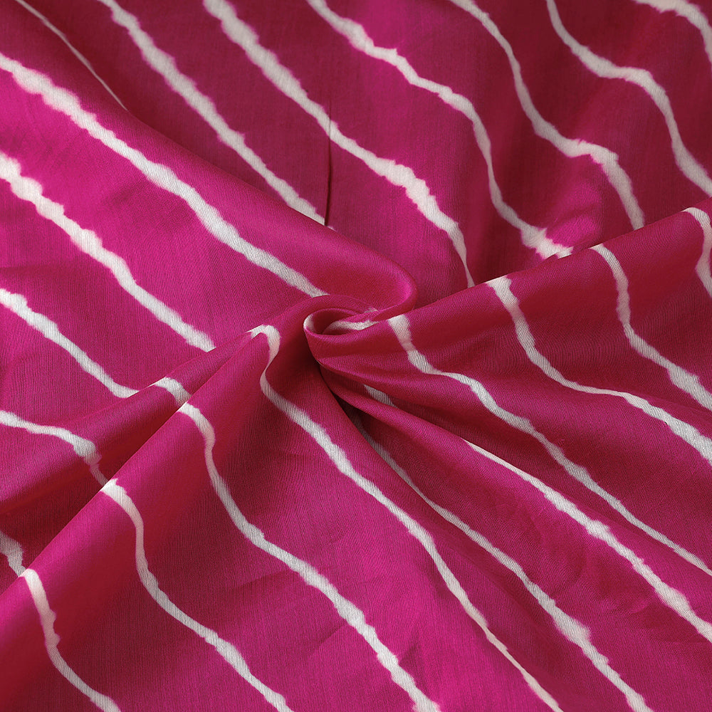 Dark Pink Leheriya Tie-Dye Chanderi Silk Fabric