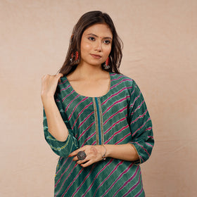  Leheriya Tie-Dye Chanderi Silk Long Kurta Online 