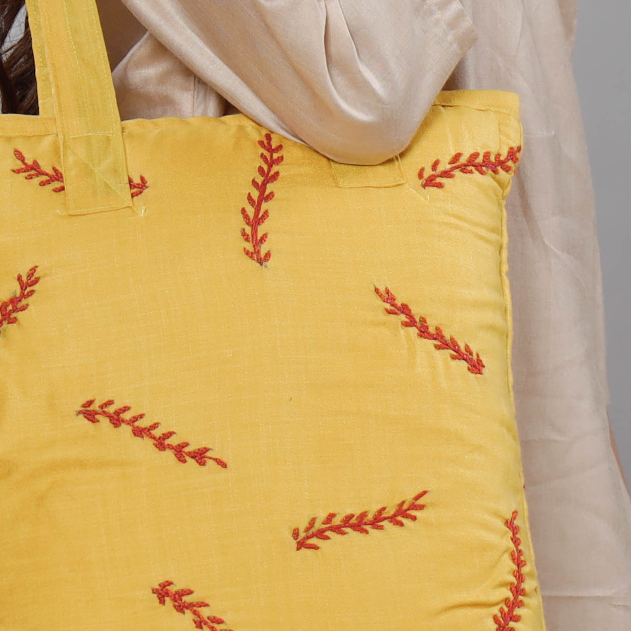  Chandi Maati Kantha Work Silk Cotton Tote Bag 