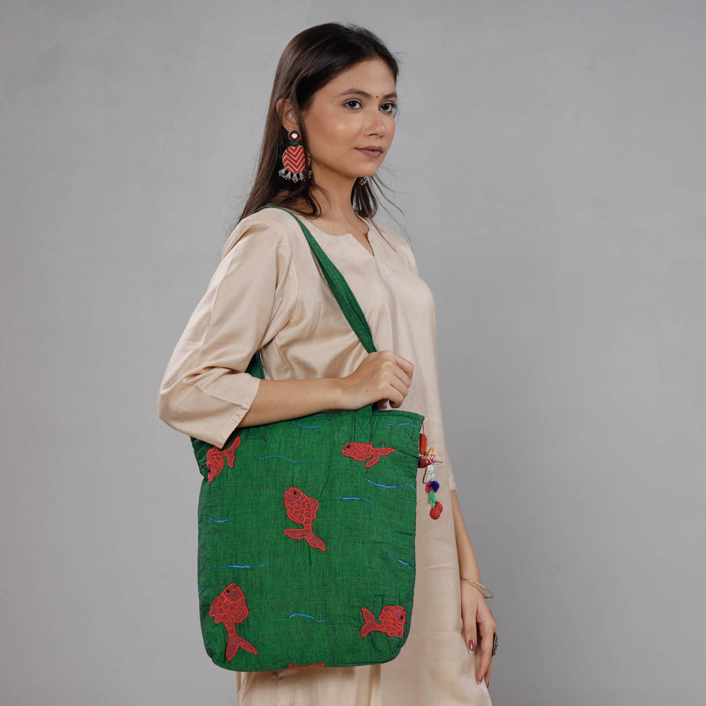 kantha work tote bag