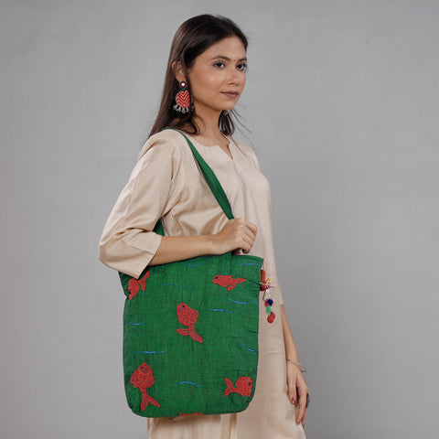 kantha work tote bag