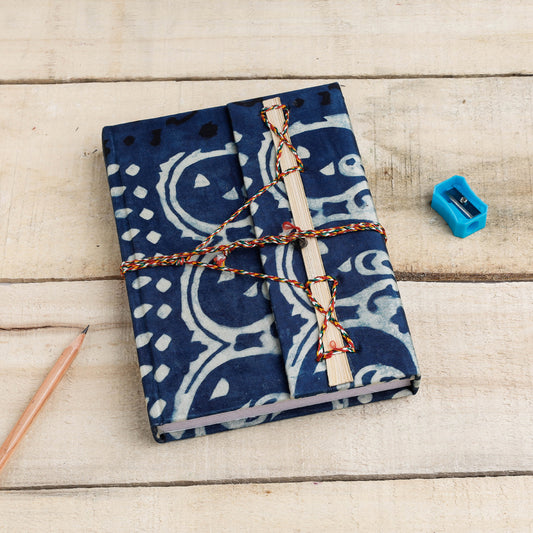 Bagru Fabric Cover Handmade Paper Notebook with Thread Lock