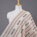 White Sambalpuri Ikat Weave Handloom Cotton Fabric.