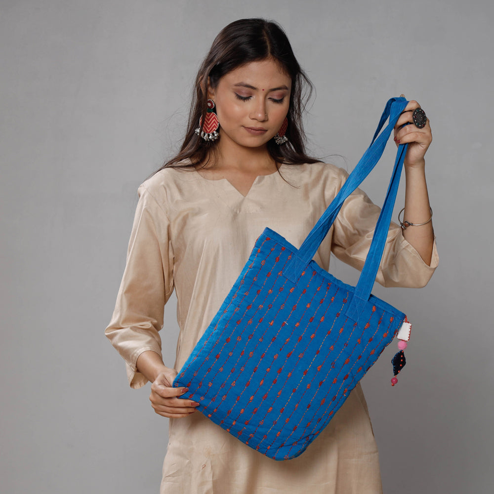 kantha work tote bag