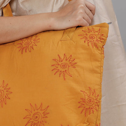 Yellow - Chandi Maati Kantha Work Cotton Tote Bag