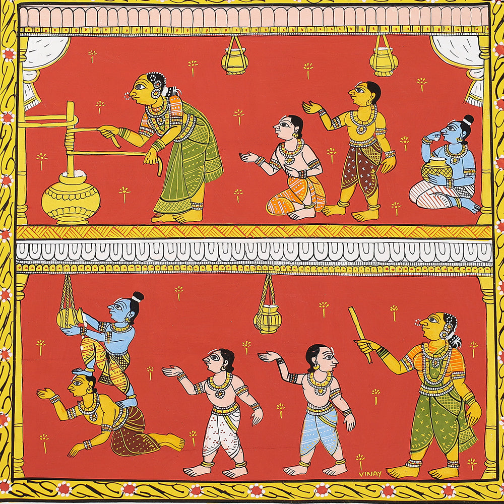 Handpainted Cheriyal Paintings by Dhanalakota Rakesha (17 x 17 in)