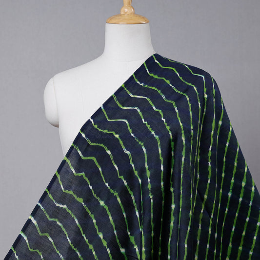 Navy Blue Leheriya Tie-Dye Chanderi Silk Fabric