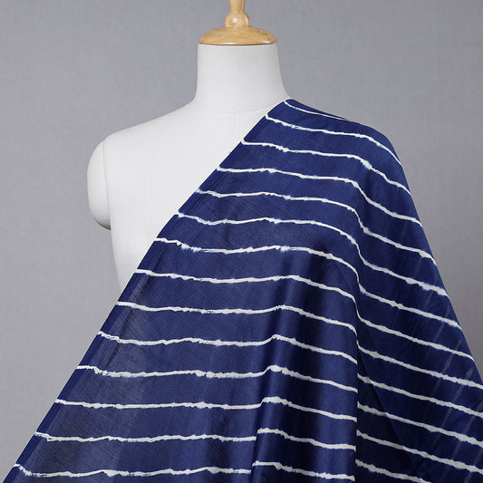 Blue Leheriya Tie-Dye Chanderi Silk Fabric