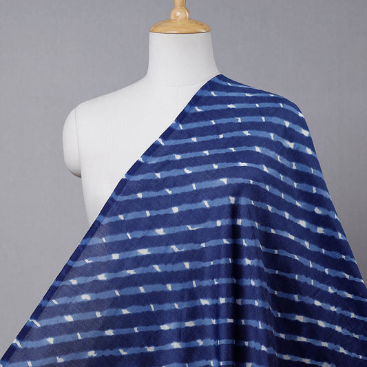 Blue Leheriya Tie-Dye Chanderi Silk Fabric