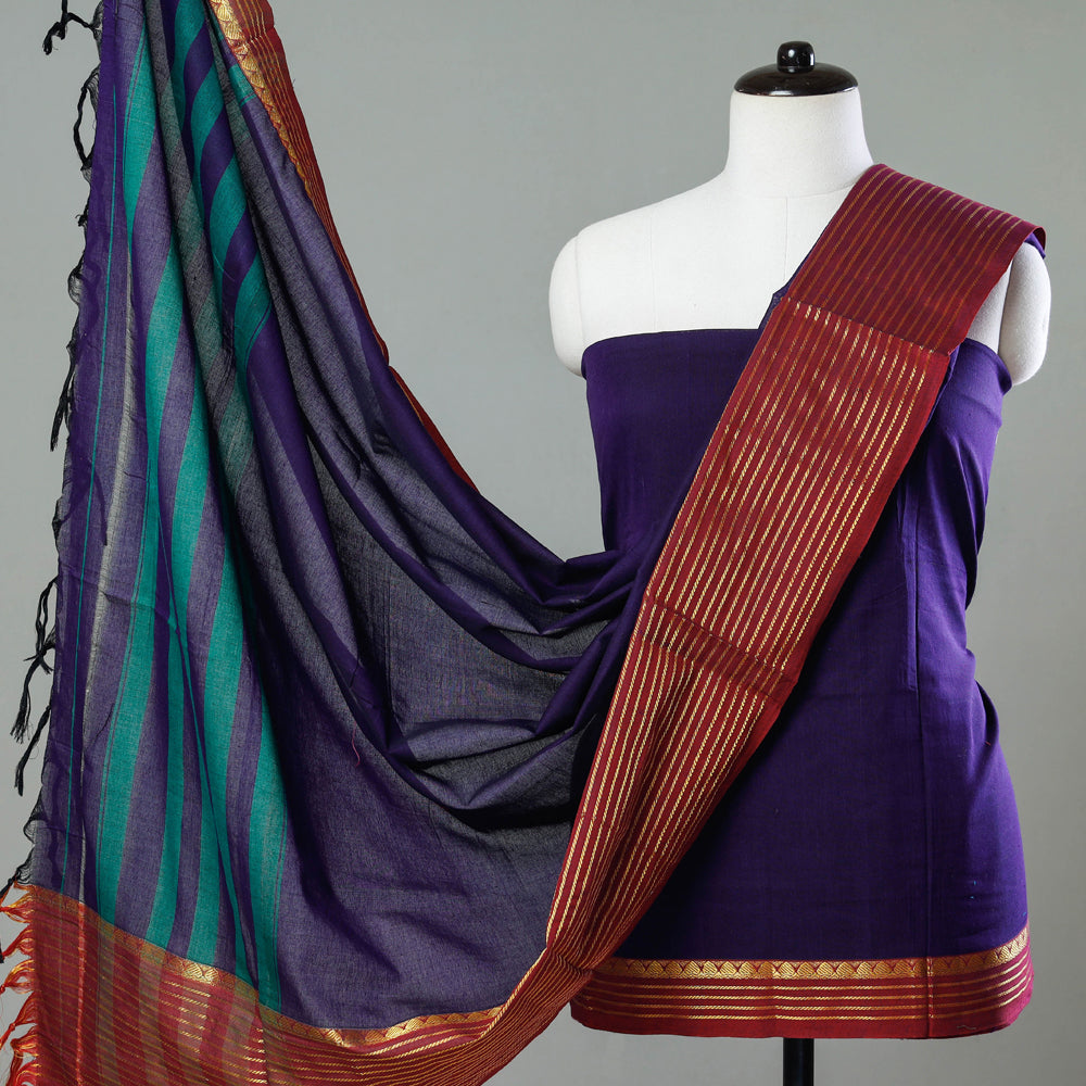 Beige - 2pc Banarasi Zari Buti Silk Cotton Handloom Suit Material Set by  NOORI BAZAR l iTokri आई.टोकरी
