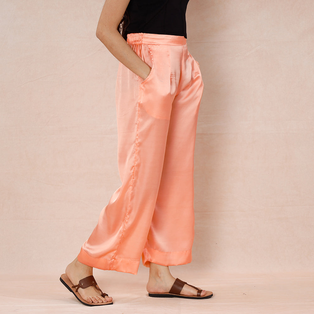 Peach - Pure Modal Silk Plain Palazzo