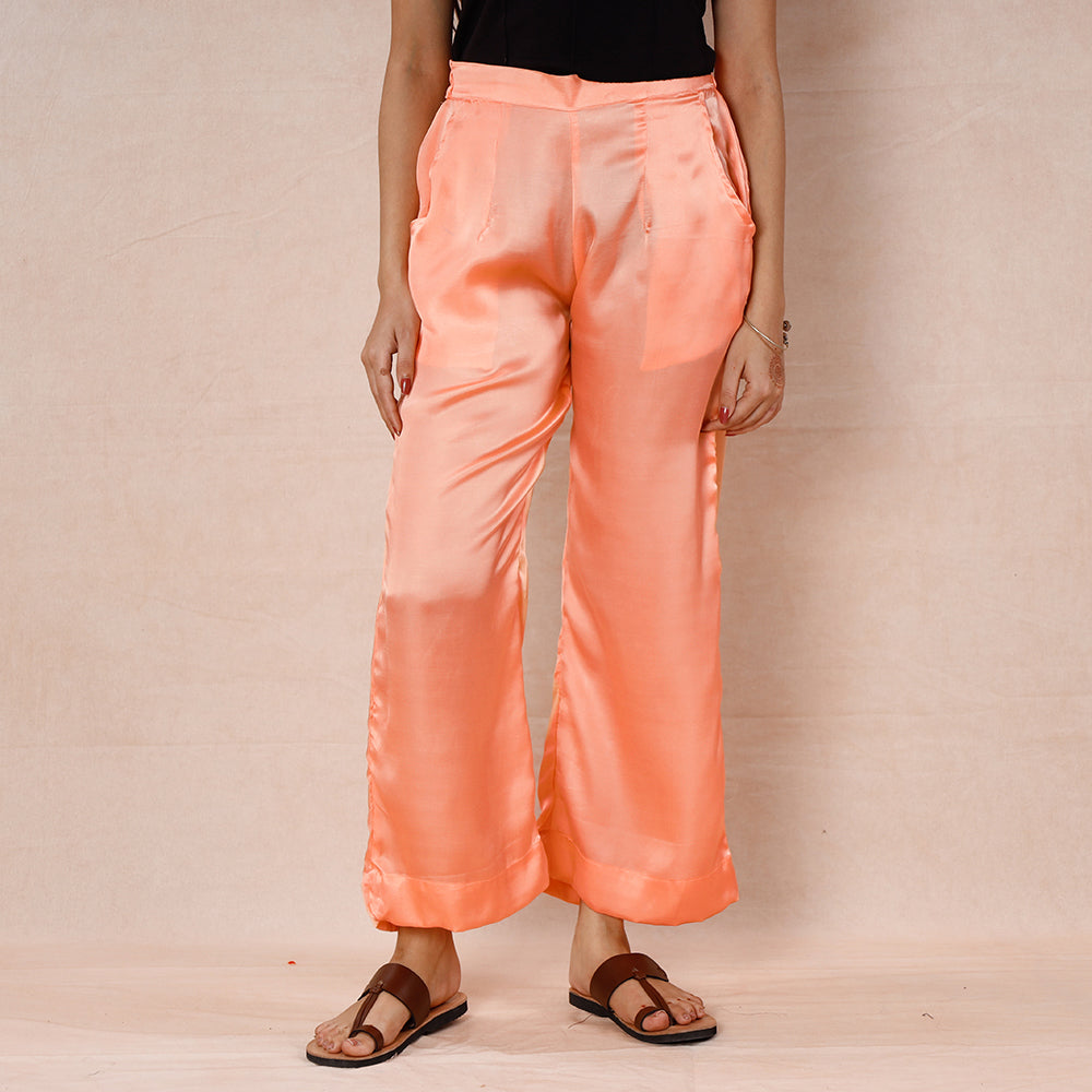 Peach - Pure Modal Silk Plain Palazzo