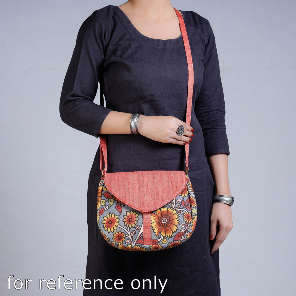 Black - Sling Bag - Handpainted Kalamkari Natural Dyed Ghicha Silk