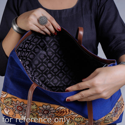 Blue - Shoulder Bag - Handpainted Kalamkari Natural Dyed Ghicha Silk