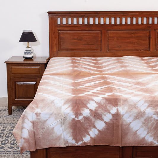 Brown - Shibori Tie-Dye Cotton Single Bed Cover (87 x 58 in)