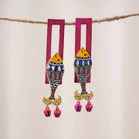 Rani - Madhubani Handpainted Wooden Earrings