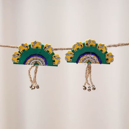 Ishq - Madhubani Handpainted Wooden Earrings