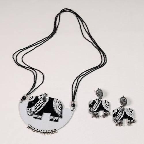 madhubani wooden necklace set