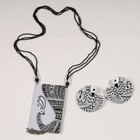 madhubani wooden necklace set