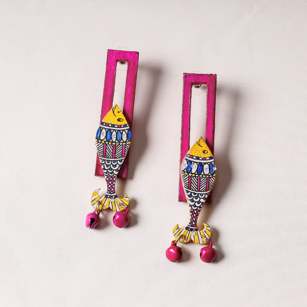 Rani - Madhubani Handpainted Wooden Earrings
