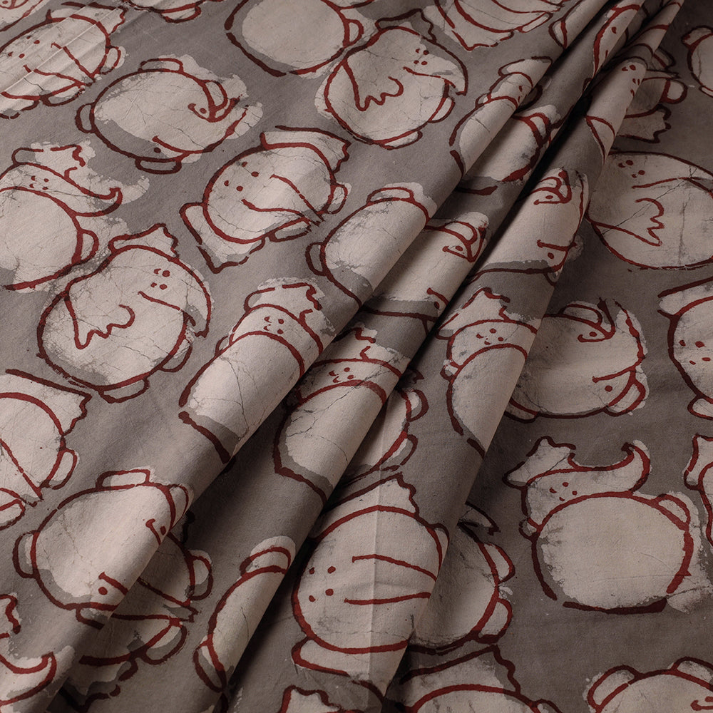 Brown - Bindaas Hand Block Printing Natural Dyed Cotton Fabric