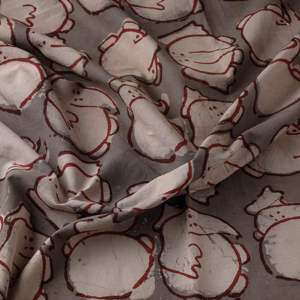 Brown - Bindaas Hand Block Printing Natural Dyed Cotton Fabric