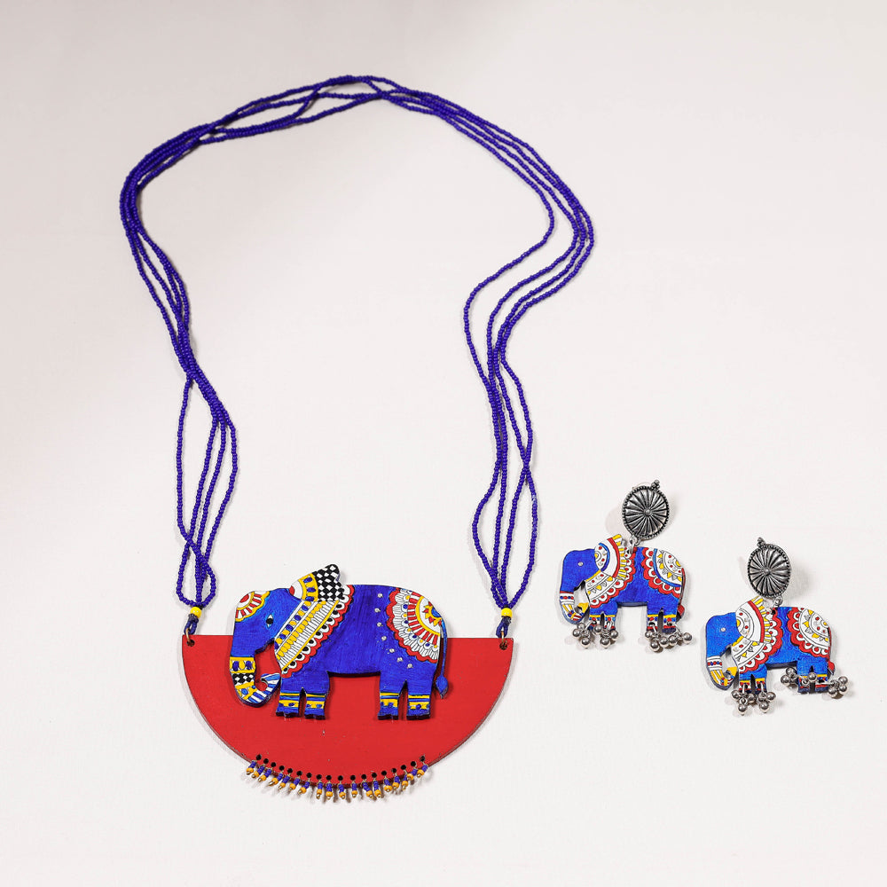 Moh - Madhubani Handpainted Wooden Necklace Set