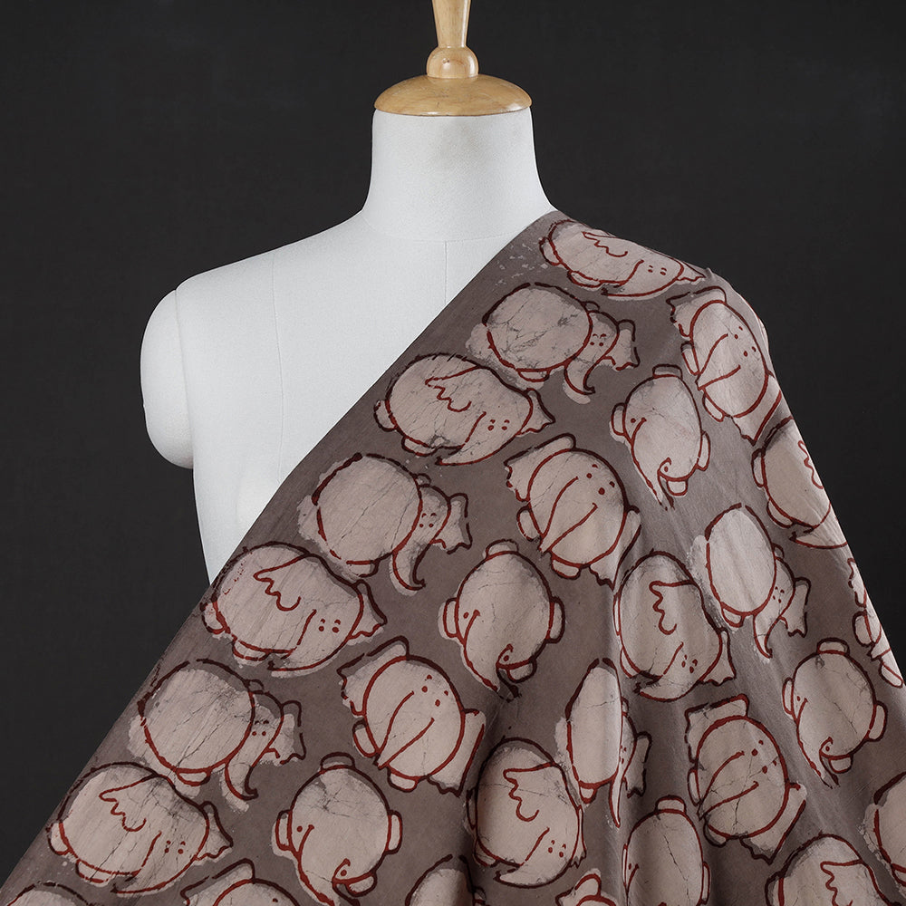 Brown - Bindaas Hand Block Printing Natural Dyed Cotton Fabric