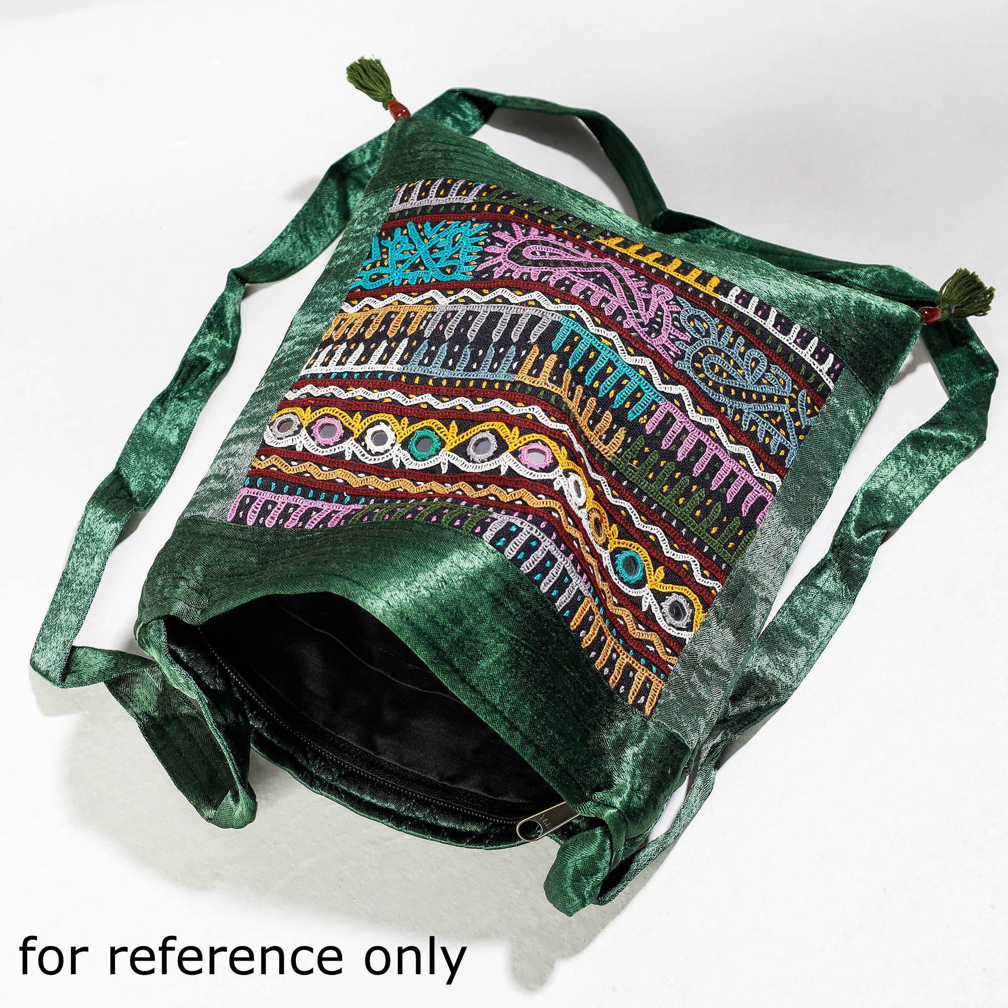 Buy Kutch Rabari Hand Embroidery Mashru Silk Sling Bag Online at iTokri.com
