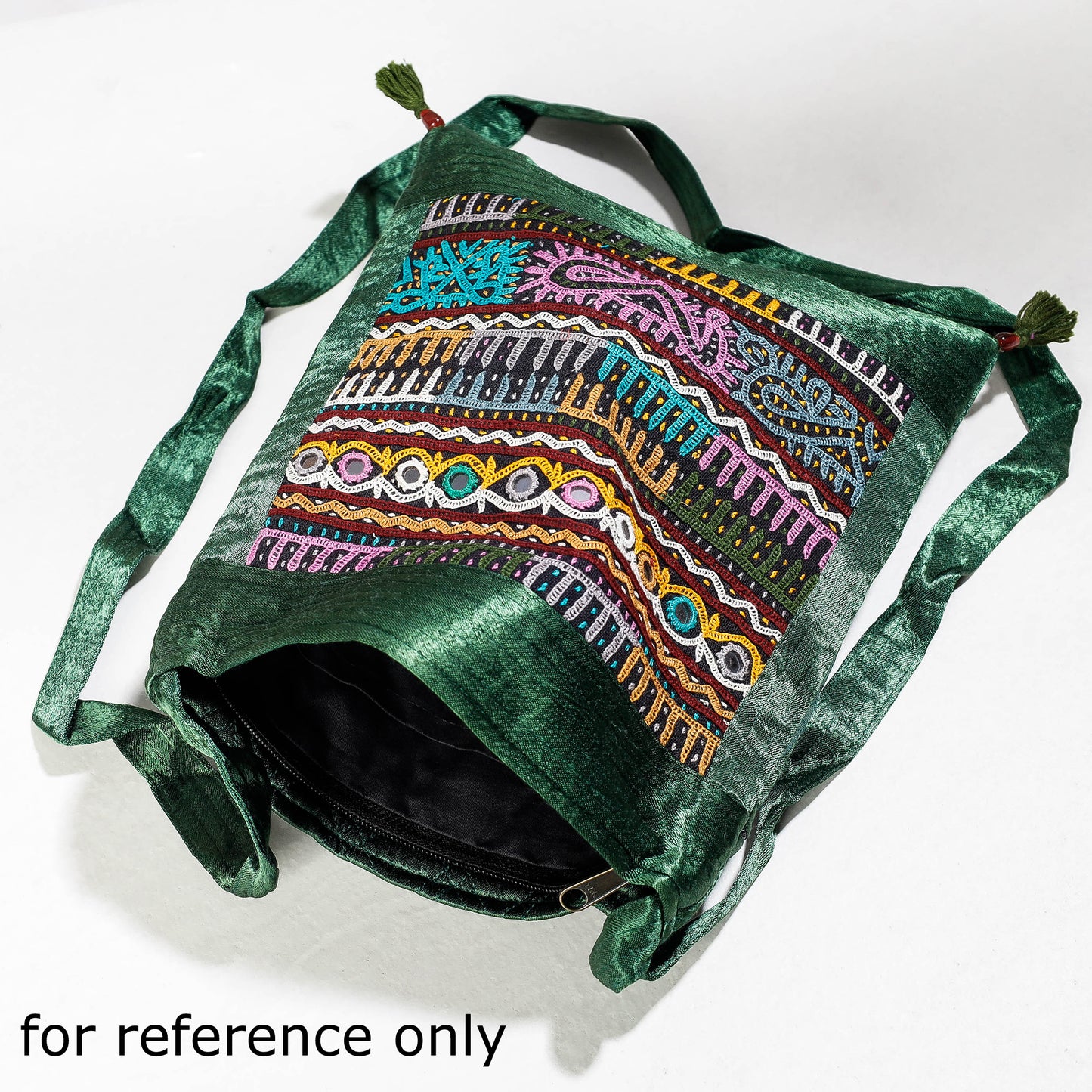 Brown - Kutch Rabari Hand Embroidery Mashru Silk Sling Bag