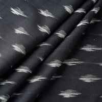 Black With Butta Pochampally Ikat Weave Pure Cotton Fabric