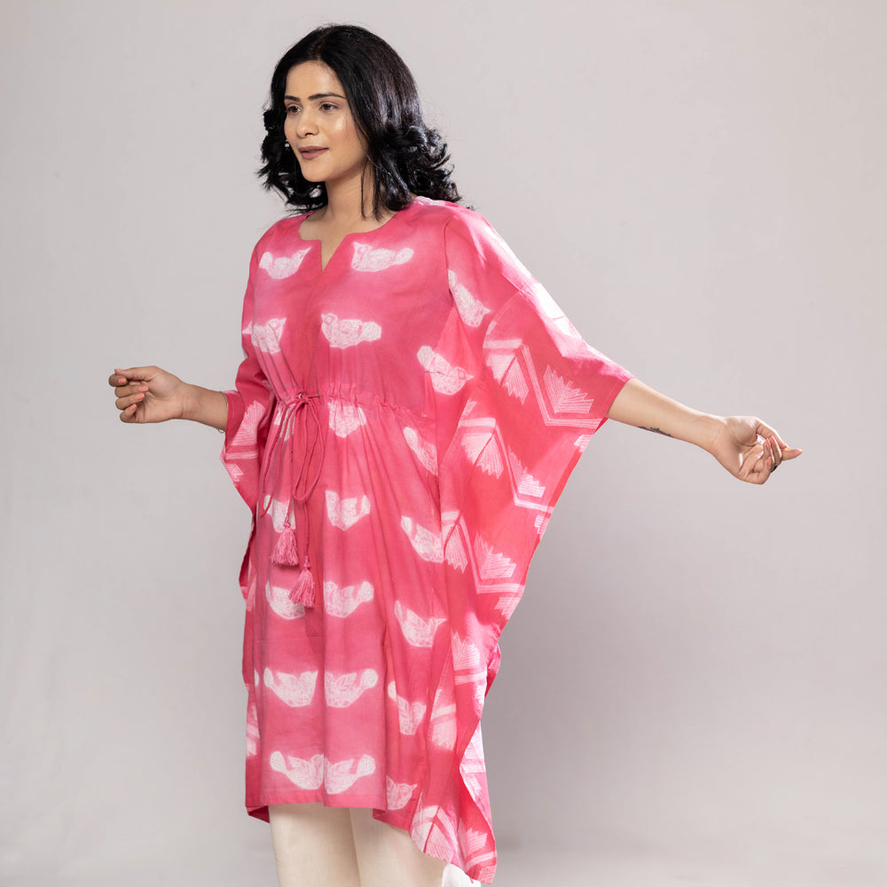 Pink - Nui Shibori Tie-Dye Cotton Kaftan Dress
