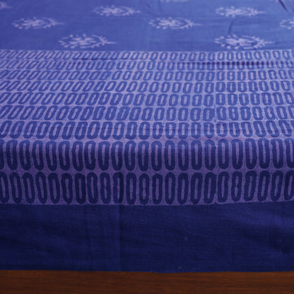 Blue - Akola Block Printing Jhiri Handloom Cotton Double Bed Cover (102 x 87 in)