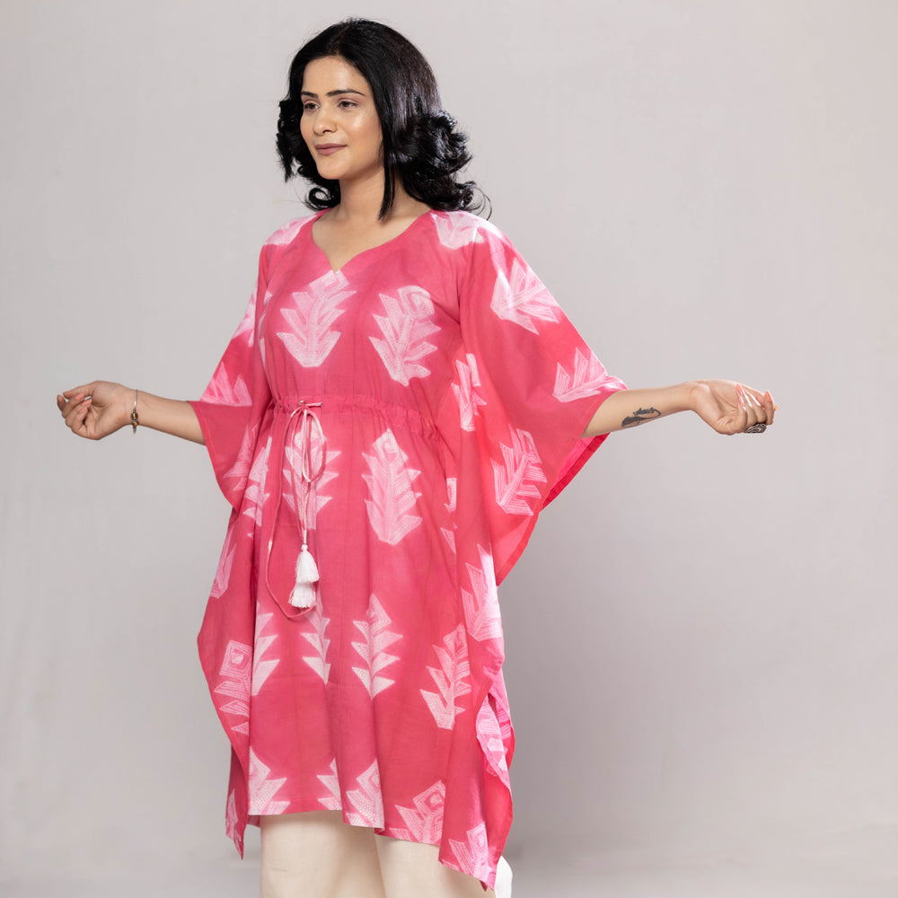  Shibori Tie-Dye Cotton Kaftan Dress 