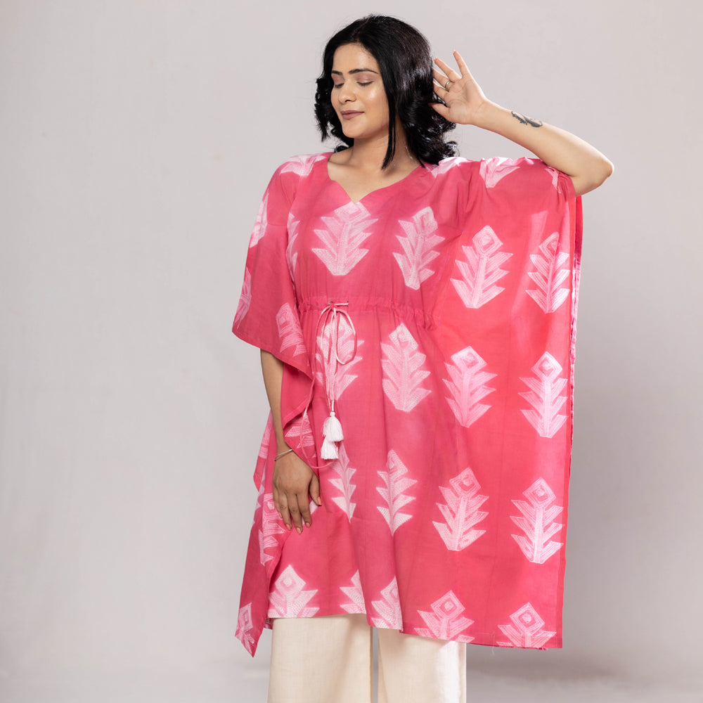  Shibori Tie-Dye Cotton Kaftan Dress 