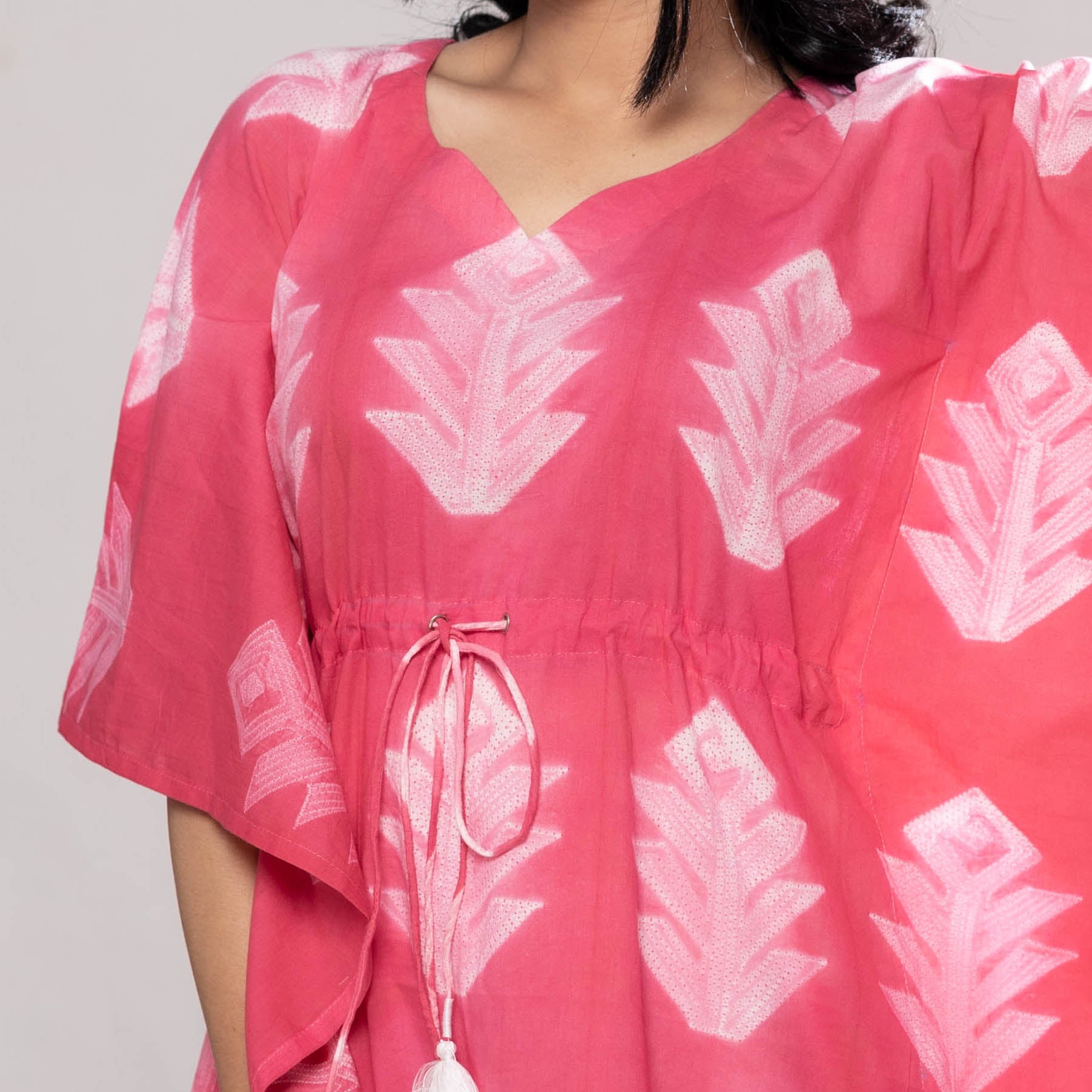  Shibori Tie-Dye Cotton Kaftan Dress 