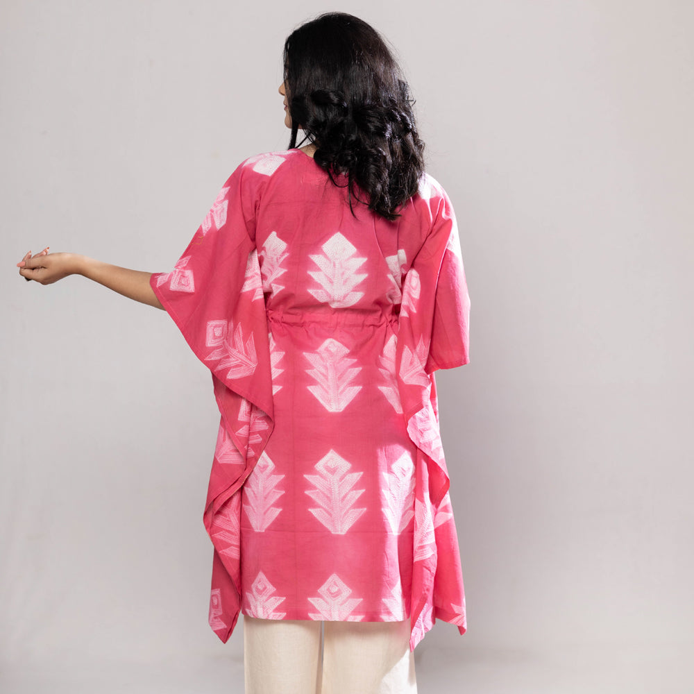  Shibori Tie-Dye Cotton Kaftan Dress 