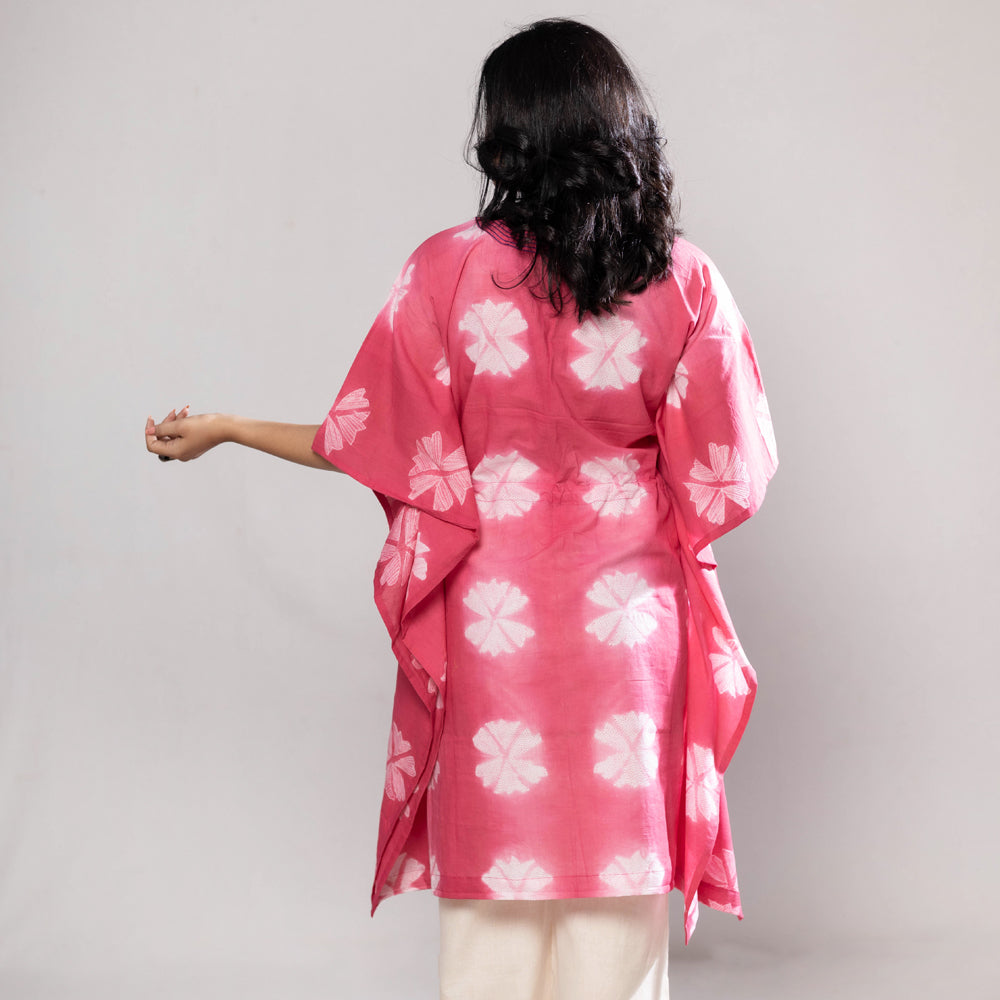 Pink - Nui Shibori Tie-Dye Cotton Kaftan Dress