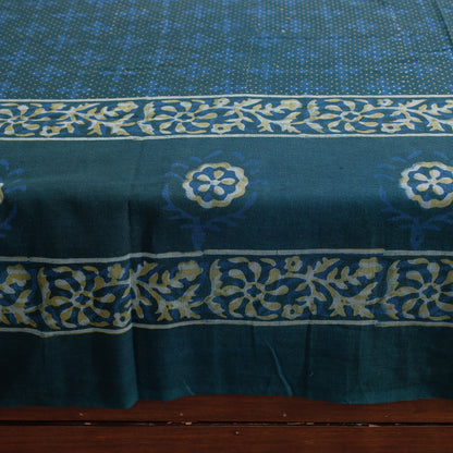 Green - Akola Block Printing Jhiri Handloom Cotton Single Bed Cover (97 x 59 in)