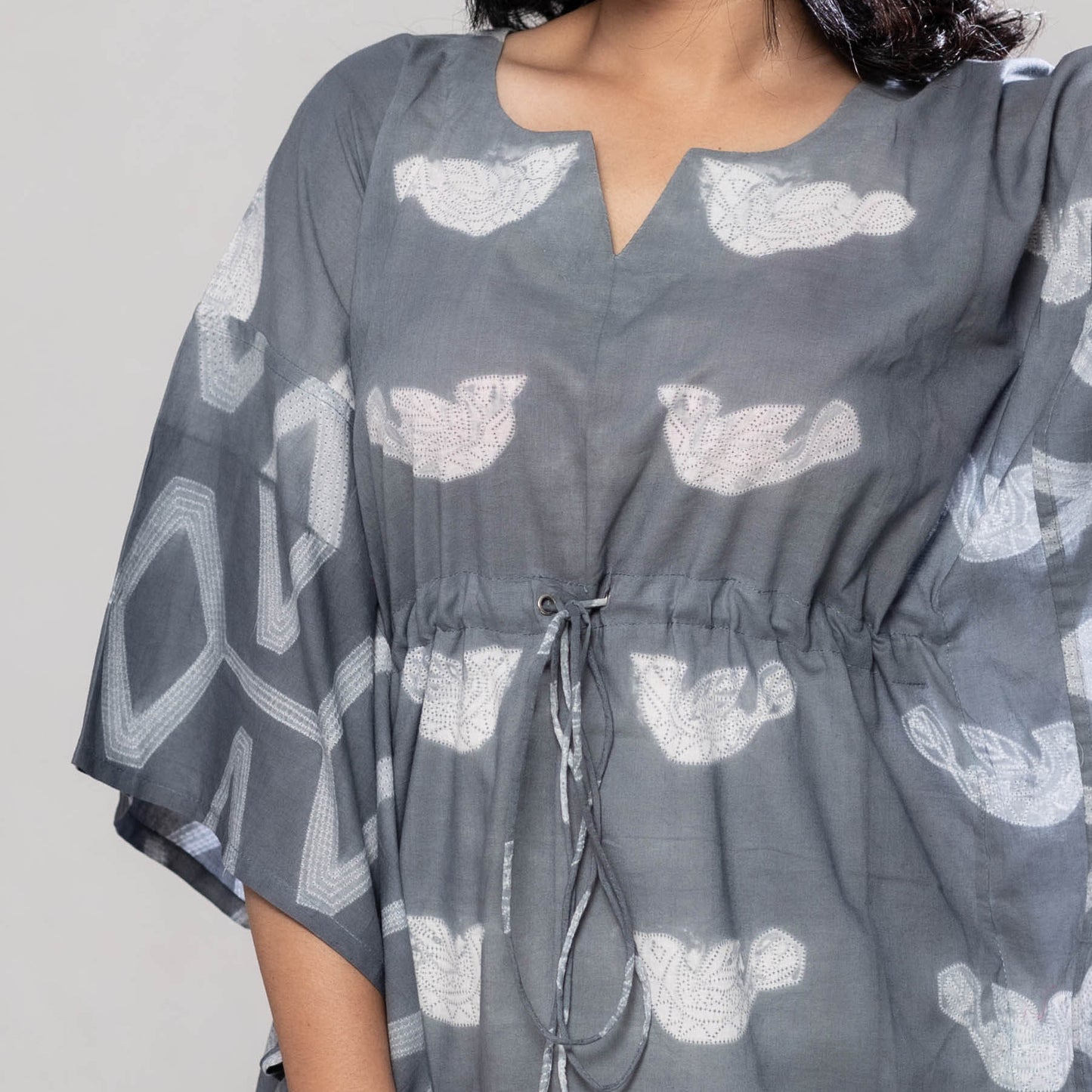  Shibori Tie-Dye Cotton Kaftan Dress 