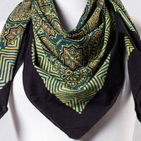 Green - Ajrakh Block Printing Cotton Scarf from Kutch