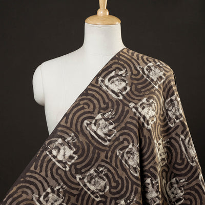 Brown - Bindaas Block Printing Natural Dyed Cotton Fabric