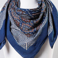 Blue - Ajrakh Block Printing Cotton Scarf from Kutch