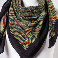 Green - Ajrakh Block Printing Cotton Scarf from Kutch