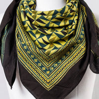 Green - Ajrakh Block Printing Cotton Scarf from Kutch