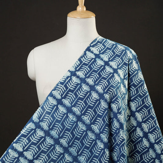 Blue - Bindaas Block Printing Natural Dyed Cotton Fabric
