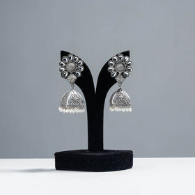 Buy Antique Silver Finish Oxidised Brass Base Jhumki Earrings Online l iTokri.com