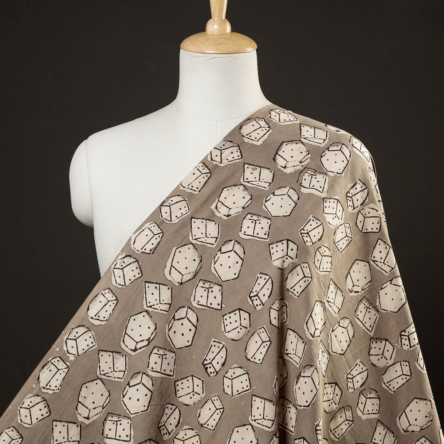 Brown - Natural Dyed Hand Block Printed Pure Cotton Fabric by Bindaas Unlimited!